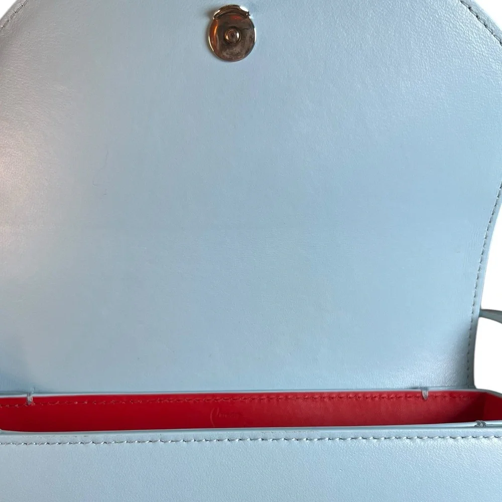 Christian Louboutin Loubi54 Small Leather Crossbody Bag Mint / Light Blue Color - Picture 11 of 15